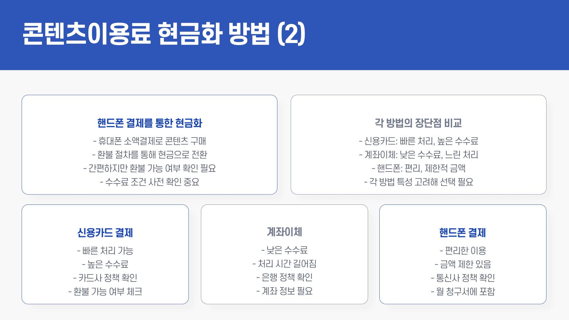 콘텐츠이용료 현금화